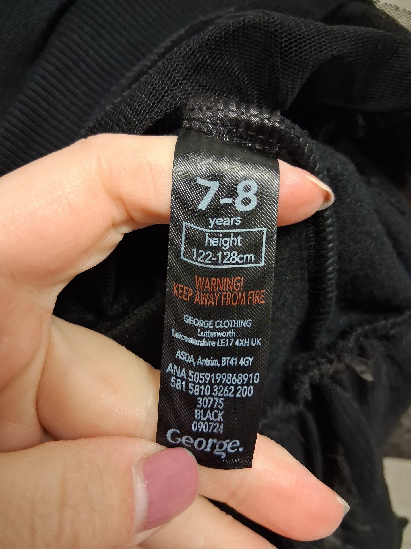 George Wednesday Girls Sweater Jumper Black Mesh Trim Hem Age 7-8 Years