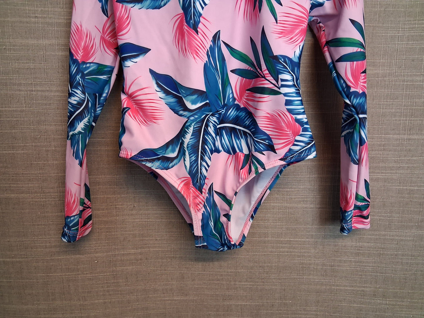 Shein Girls Pink Floral Long Sleeve Swimsuit One Piece Age 5 Years