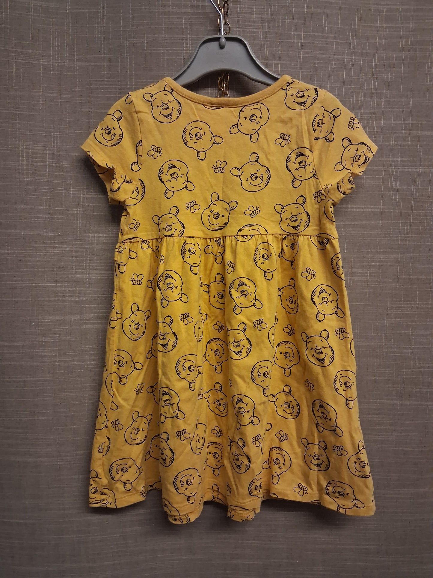 George Disney Winnie The Pooh Yellow Short Sleeve T-Shirt Dress Age 3-4 Years