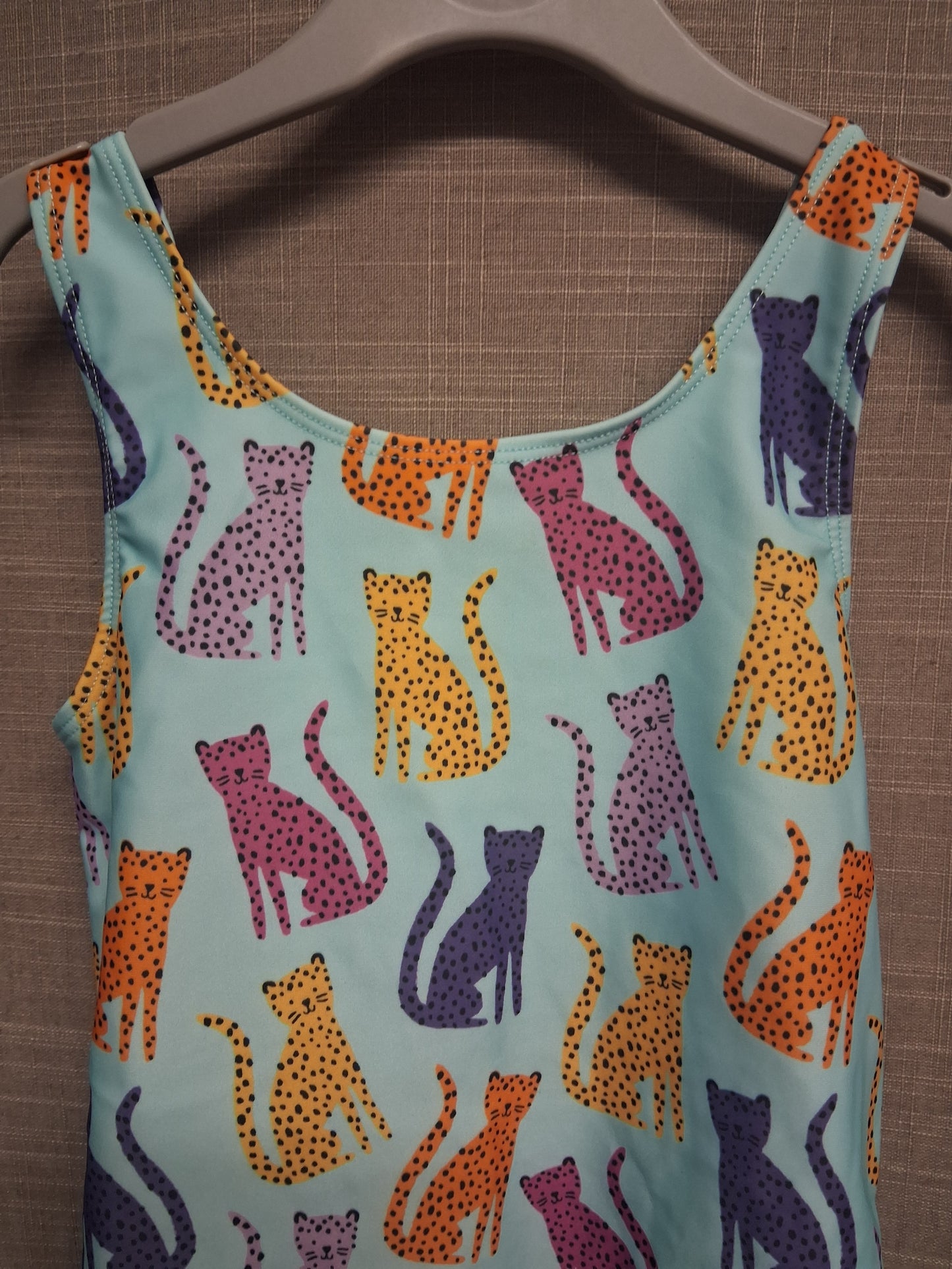 TU Girls Blue Cat Print Swimsuit One Piece Age 7 Years