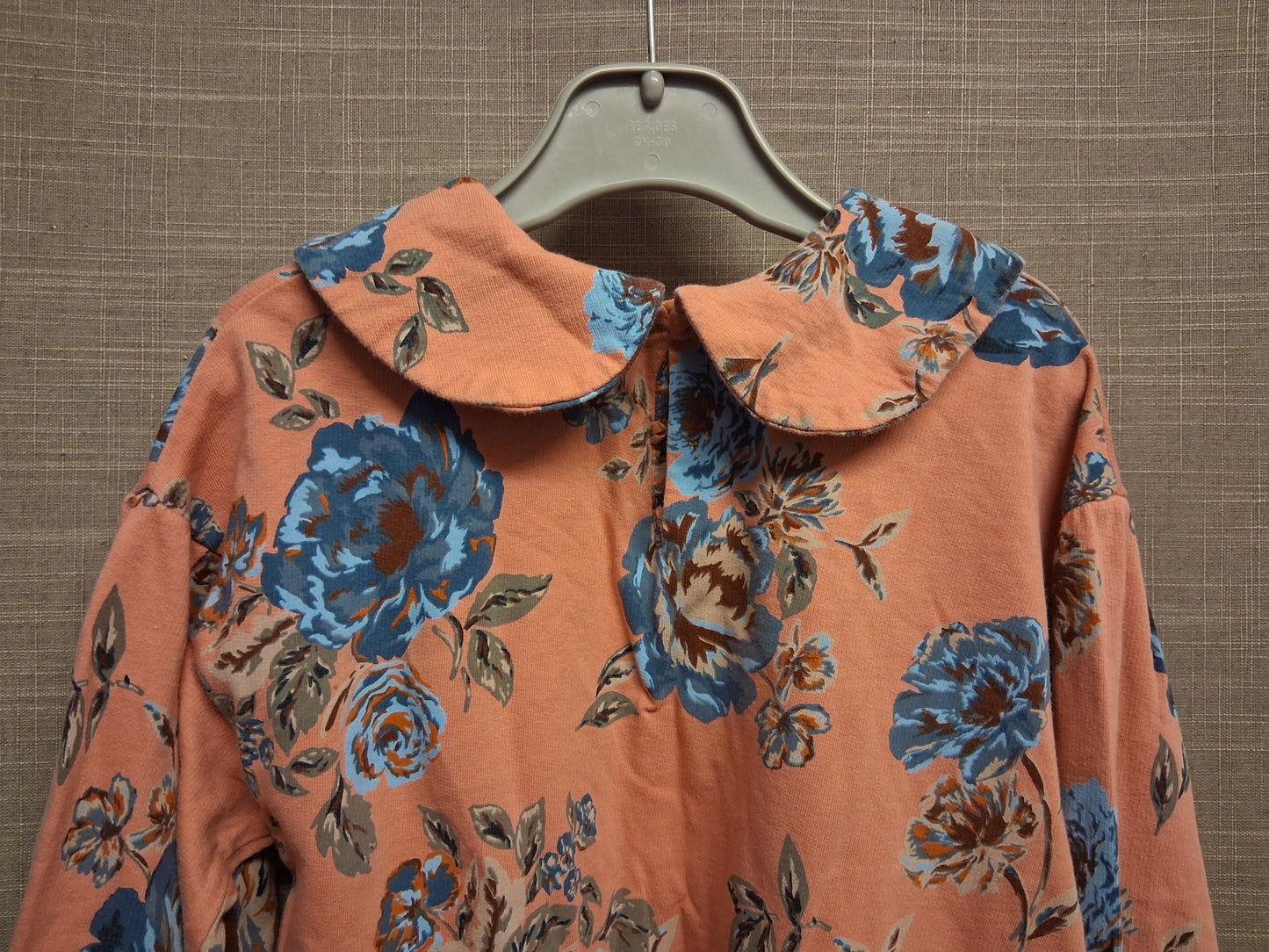 Next Girls Peach Floral Peter Pan Collar Sweater Jumper Age 3-4 Years