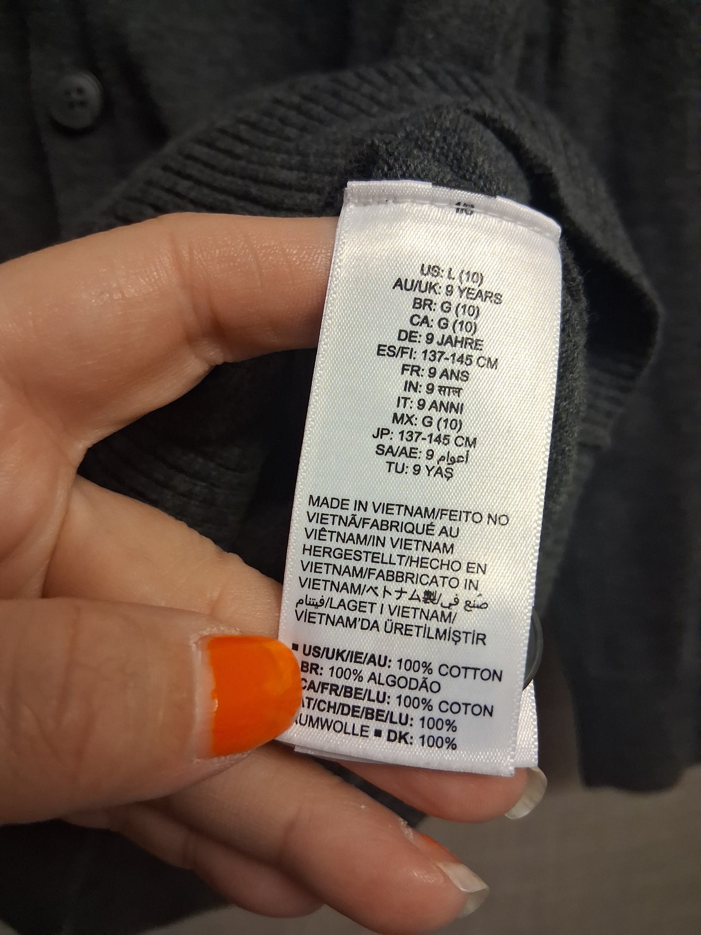 Amazon Essentials Girls Grey V Neck Cardigan Age 9 Years