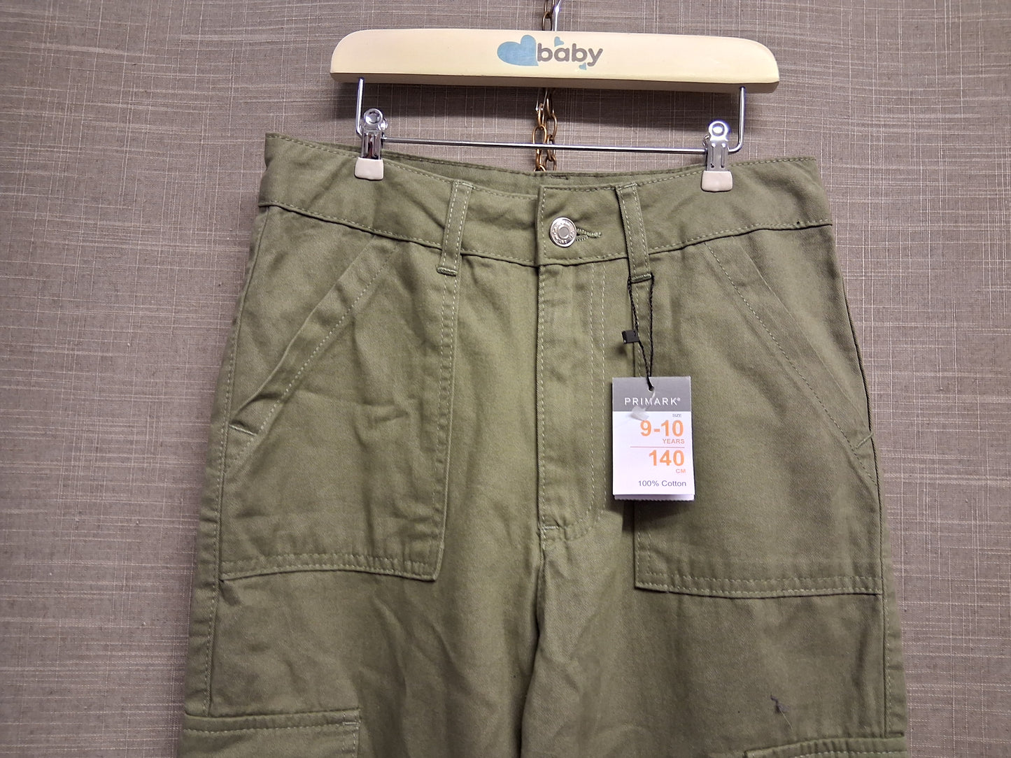 Primark Girls Khaki Cargo Trousers Age 9-10 Years New