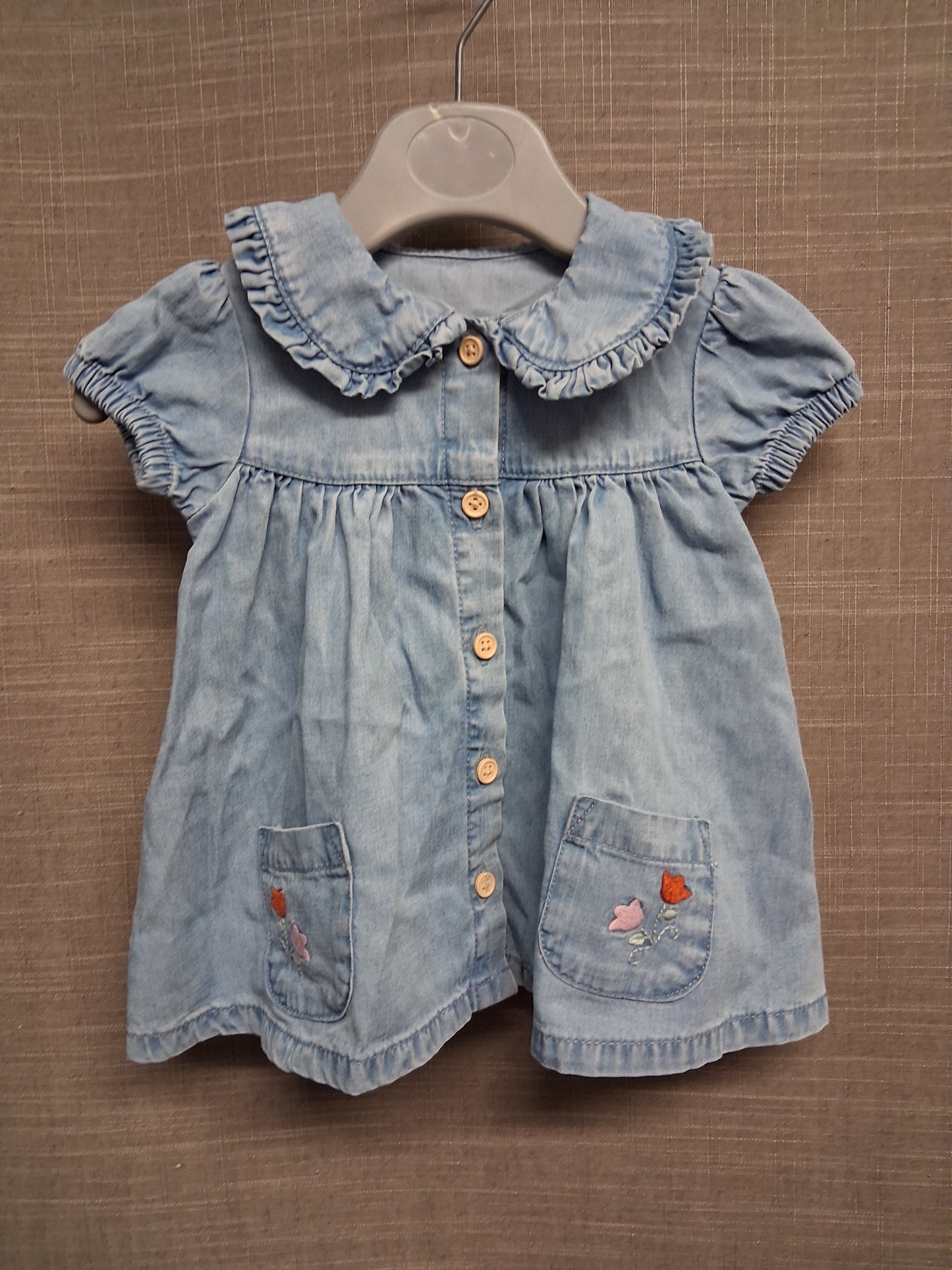 George Girls Blue Denim Short Sleeve Dress Age First Size
