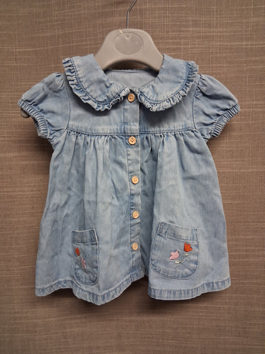 George Girls Blue Denim Short Sleeve Dress Age First Size