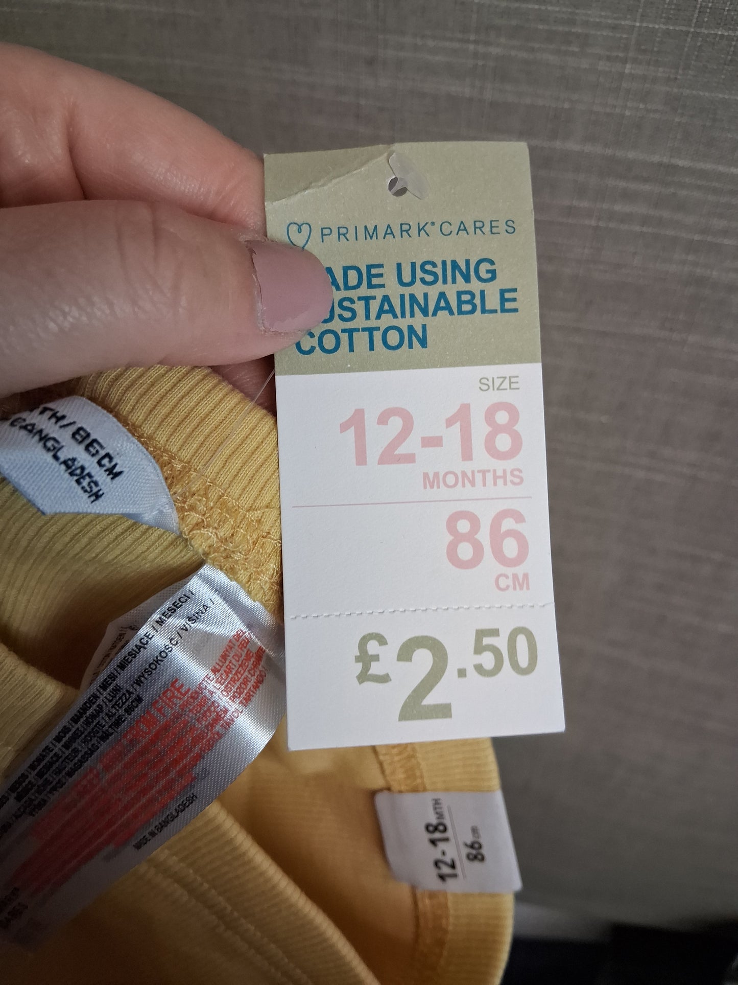 Primark Girls Yellow Ribbed Leggings Age 12-18 Months New
