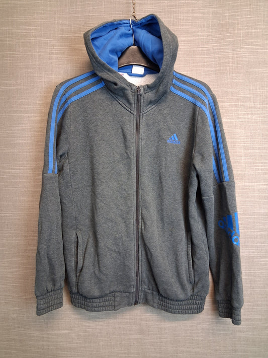 Adidas Boys Full Zip Hoodie Grey Age 13-14 Years