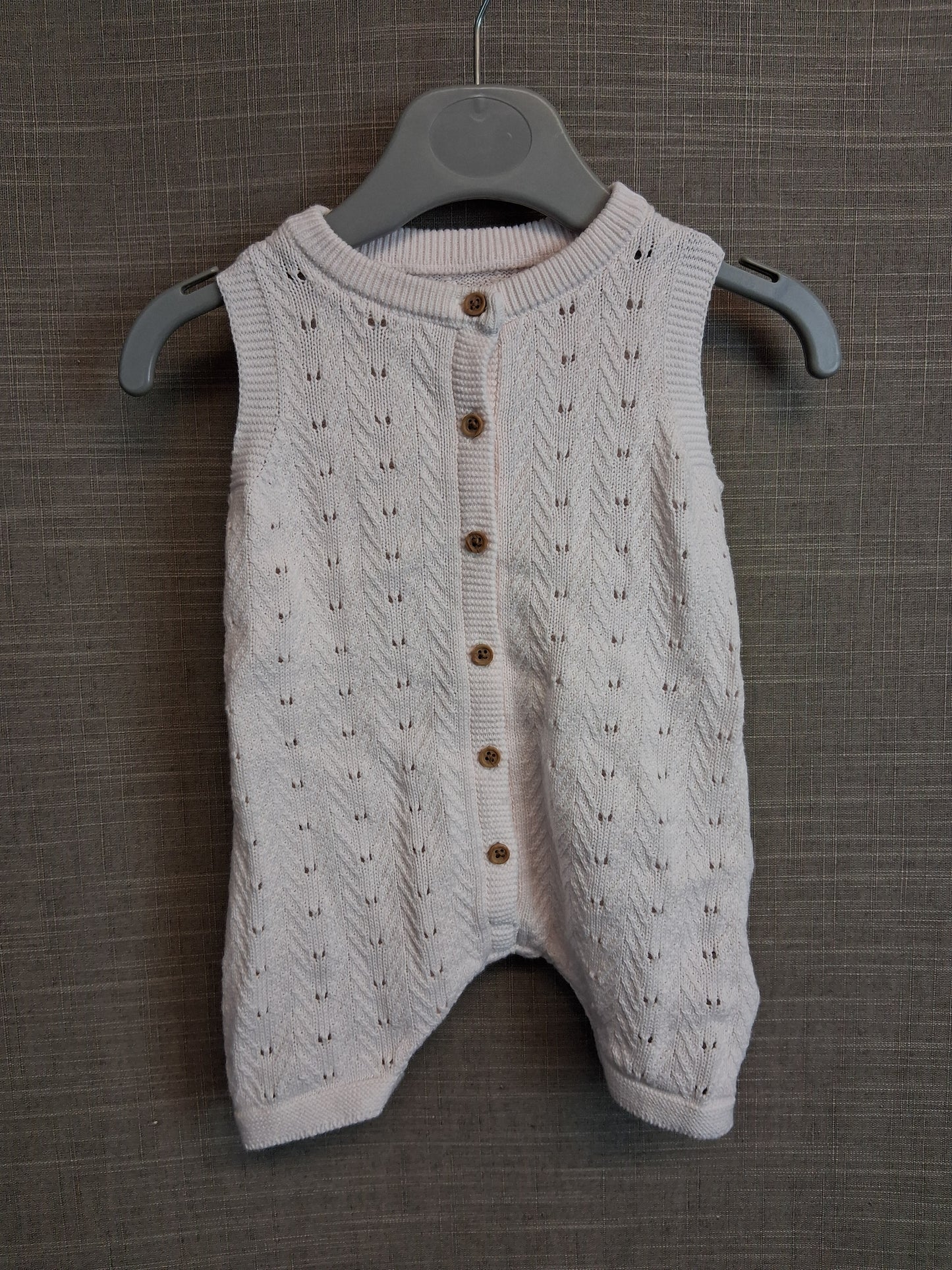 George Girls Pale Pink Knitted Romper Age 0-3 Months 100% Cotton