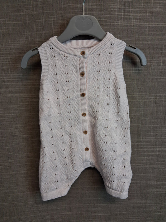 George Girls Pale Pink Knitted Romper Age 0-3 Months 100% Cotton