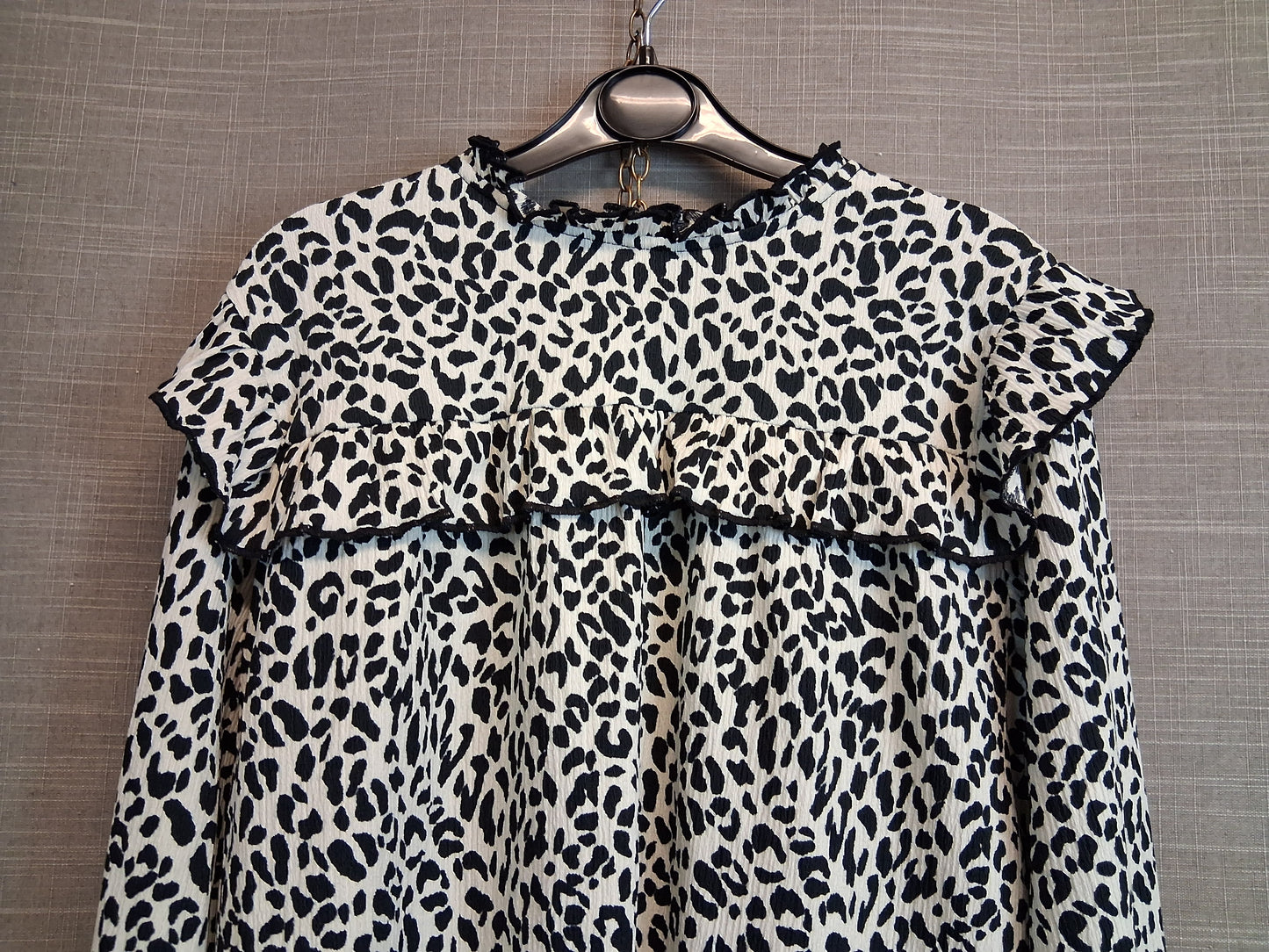 Next Girls Black White Animal Print Long Sleeve Top Age 12 Years