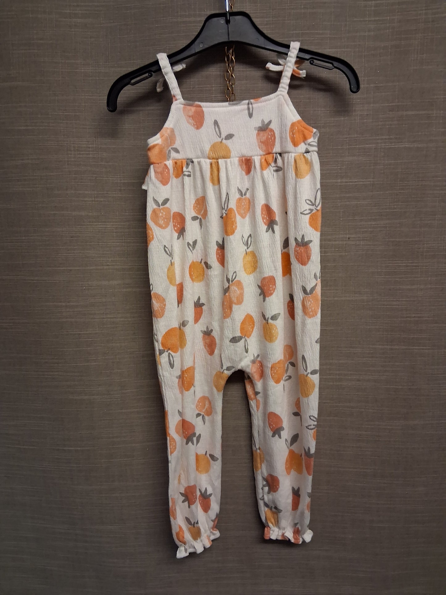 George Girls White Orange Print Jersey Romper Dungarees Age 2-3 Years