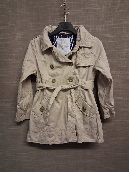TU Beige Trench Coat Mac With Hood Age 5-6 Years
