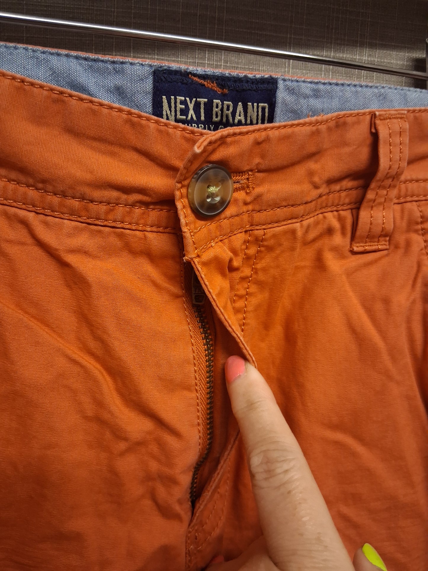 Next Boys Orange Red Chino Shorts Adjustable Waist Age 13 Years