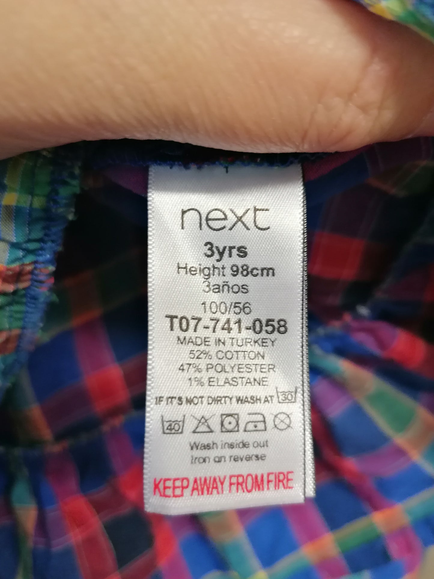 Next Girls Blue Check Tiered Dress Age 3 Years