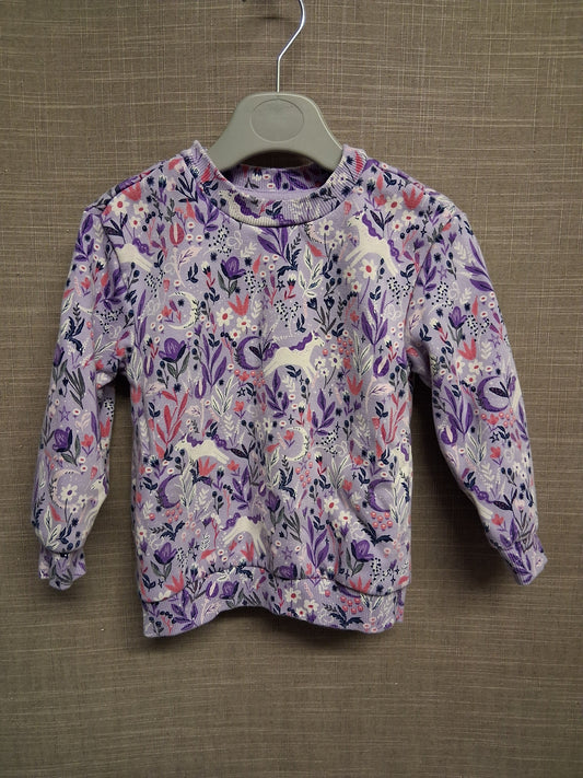 Nutmeg Girls Purple Unicorn Floral Sweater Long Sleeve Age 18-24 Months