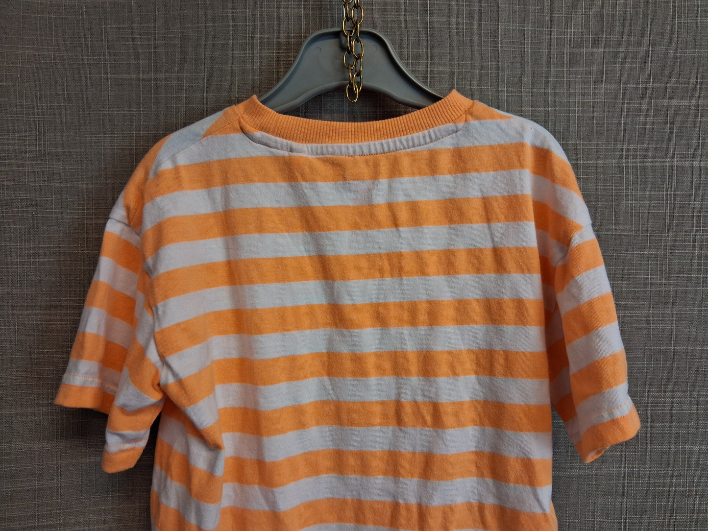 F&F Boys Orange White Striped T-Shirt Short Sleeve Age 4-5 Years