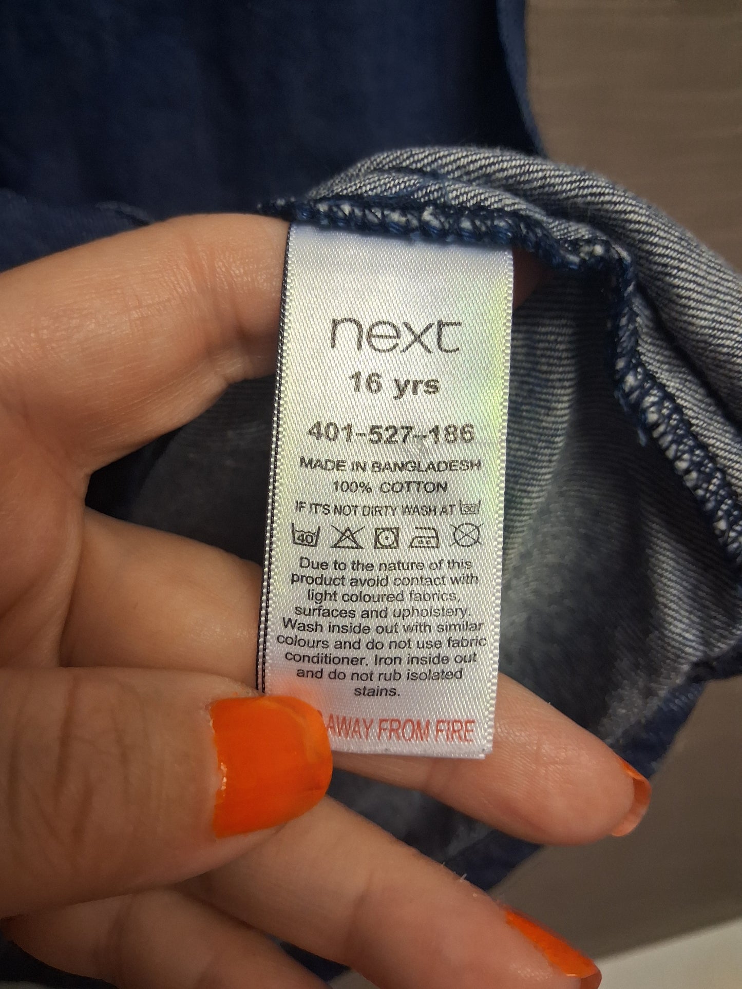 Next Dress Girls Denim Blue Short Sleeve A Line Age 16