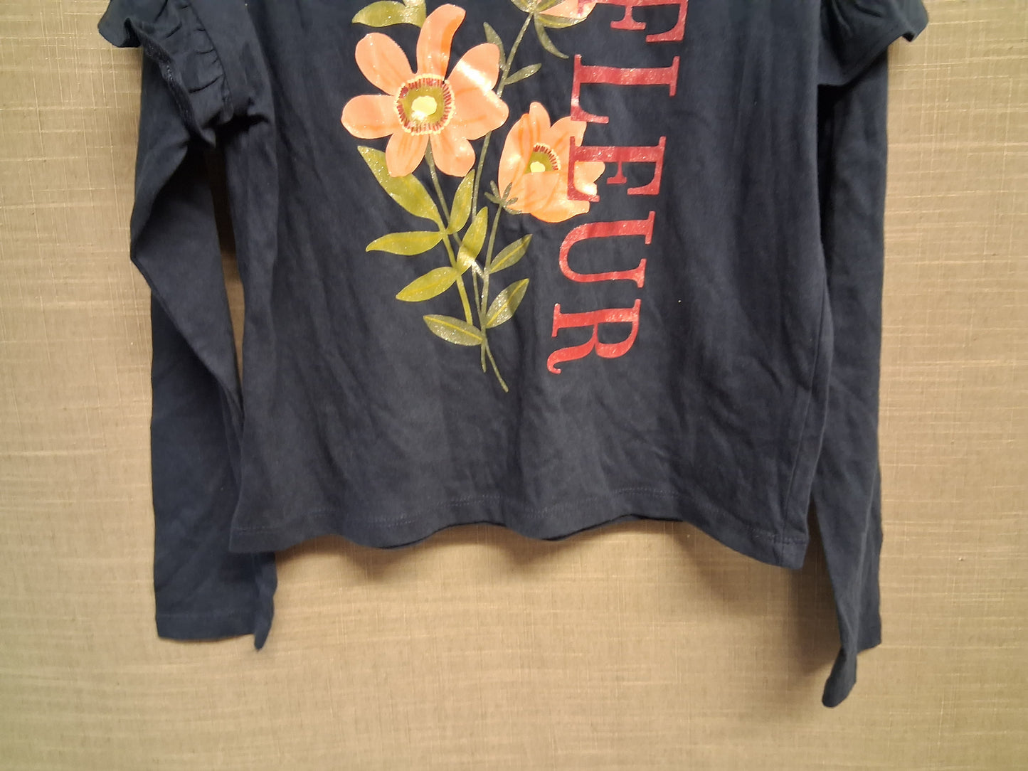 TU Girls Long Frill Sleeve Navy T-Shirt Age 9 Years