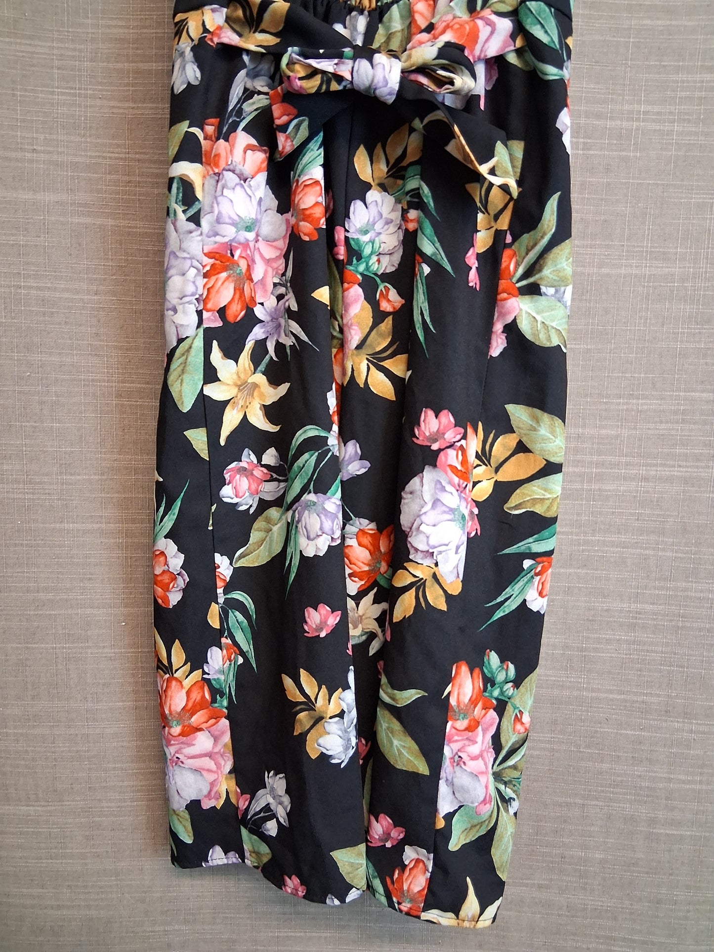 Next Girls Black Floral Jumpsuit Age 5 Years Tie Waist