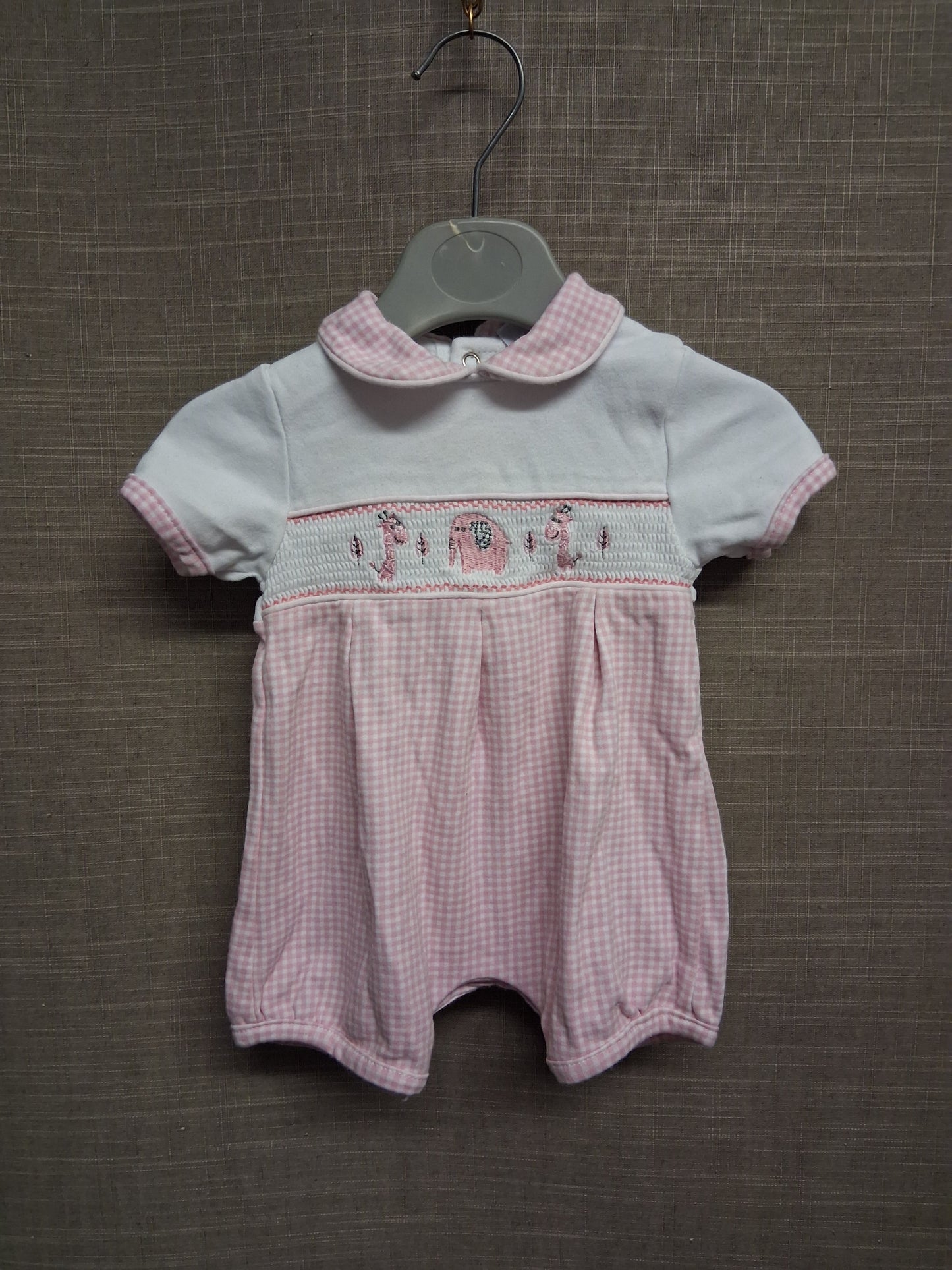 Dandelion Girls Pink White Romper Smock Detail Age 0-3 Months