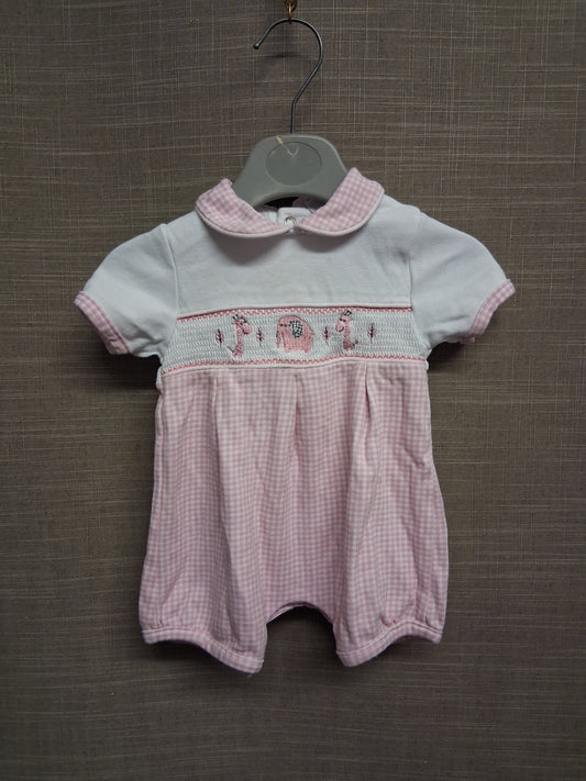 Dandelion Girls Pink White Romper Smock Detail Age 0-3 Months