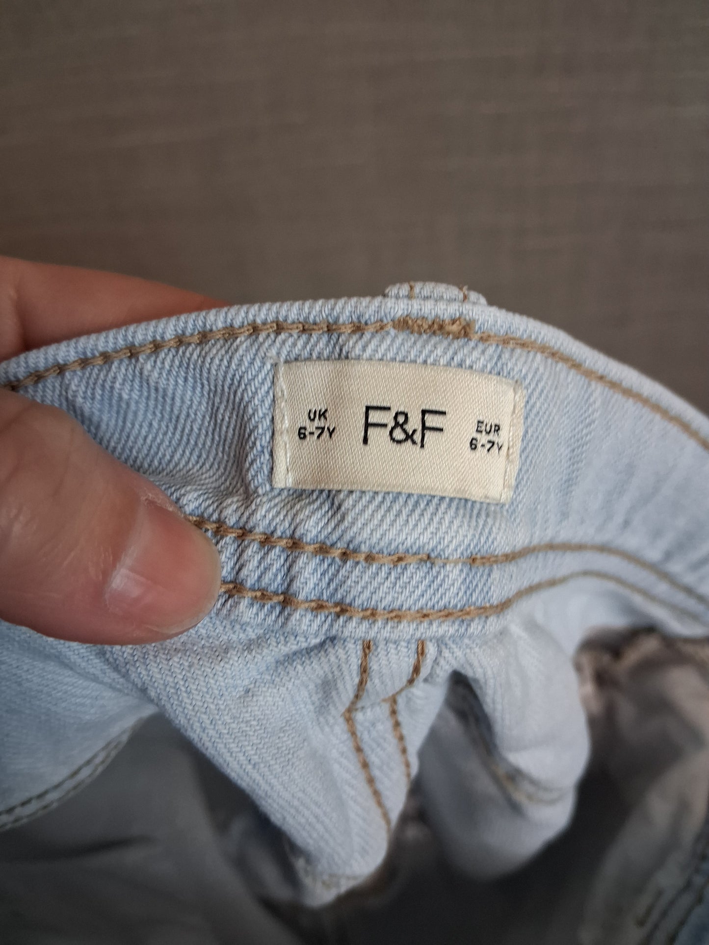F&F Girls Light Blue Denim Shorts Age 6-7 Years Frayed Hem