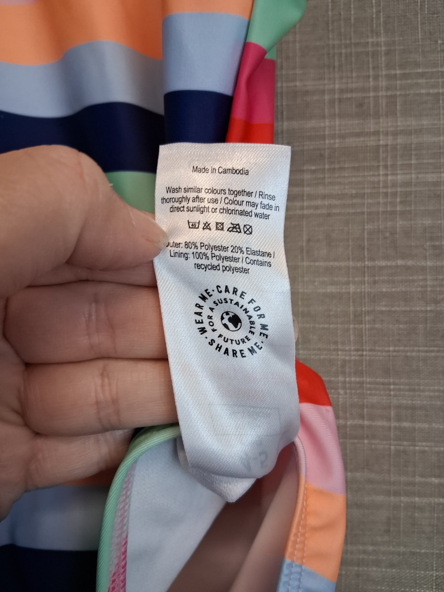 George Girls One Piece Swimsuit Multicolour Striped Age 4-5 Years