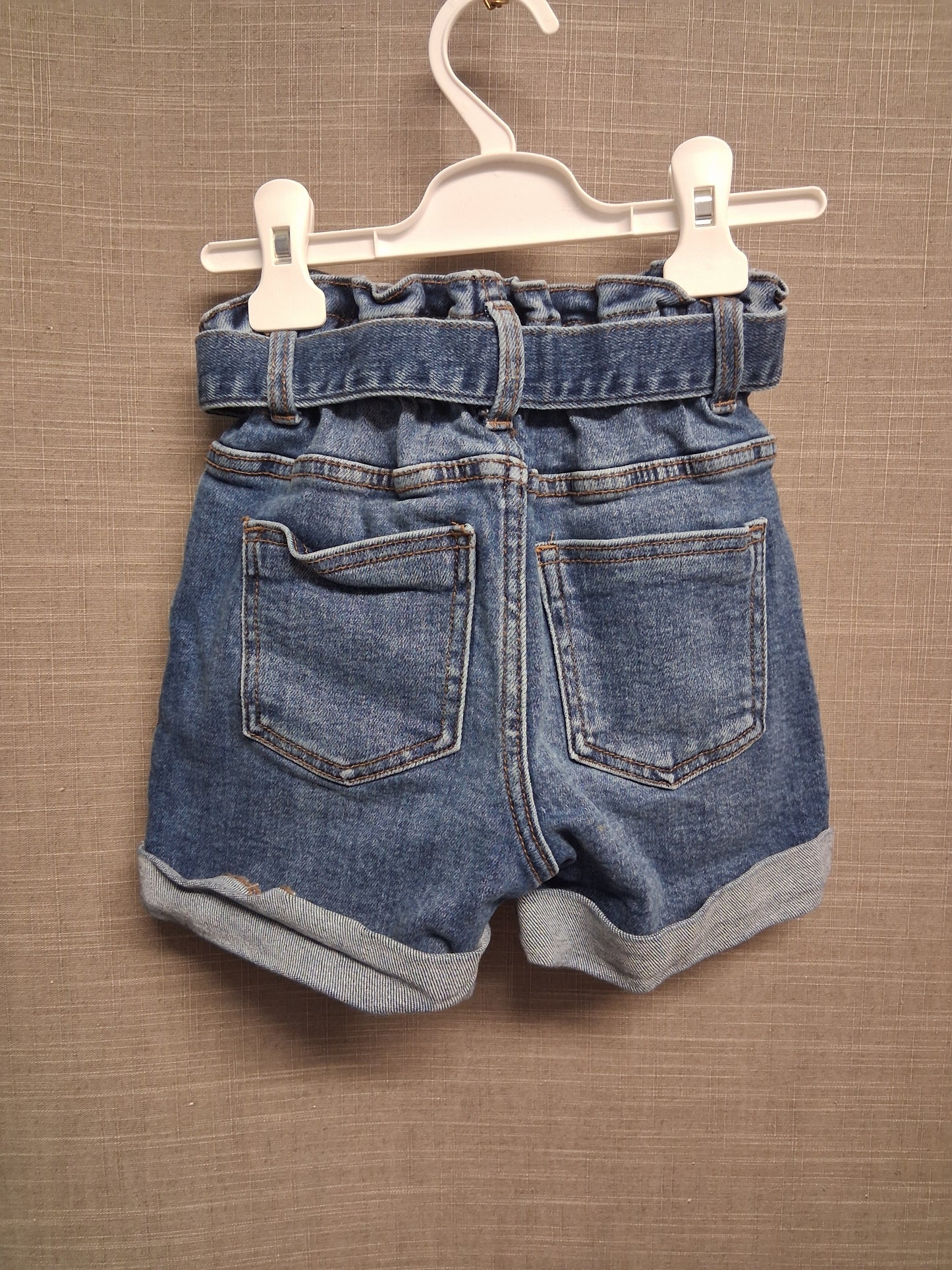 George Girls Blue Denim Paperbag Elastic Waist Shorts with Belt Age 6-7 Years