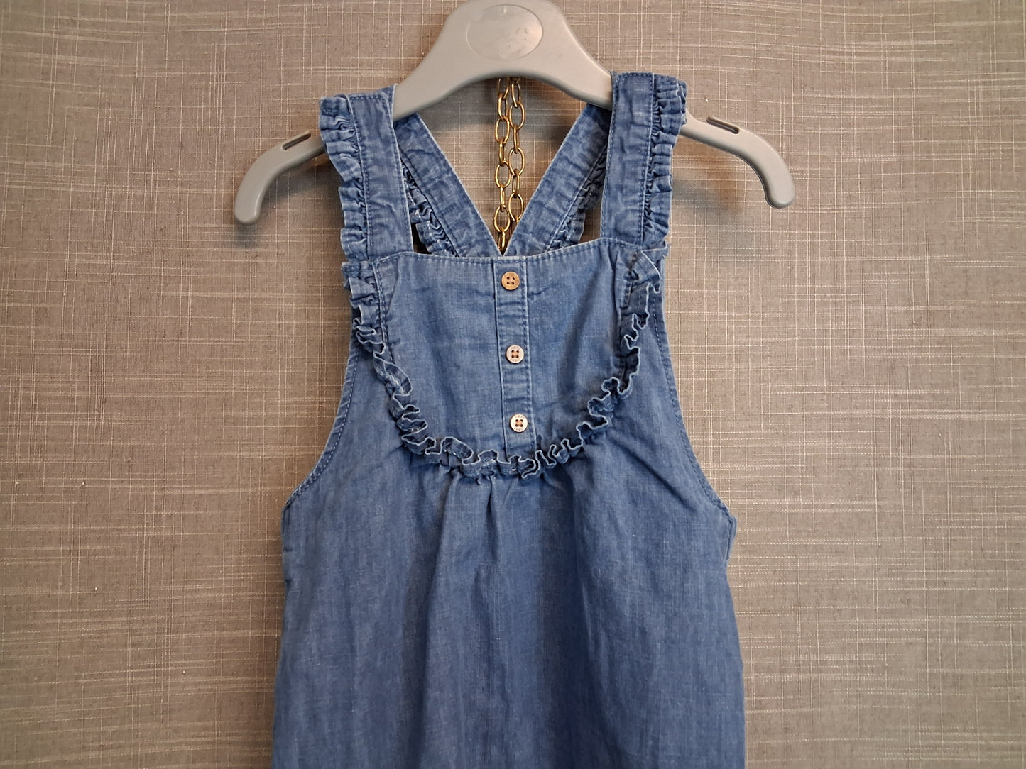 Next Girls Blue Chambray Denim Dungarees Age 12-18 Months Lined