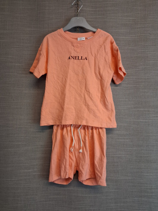 Zara Girls Orange 2 Piece Outfit Shorts And T-Shirt Age 18-24 Months New