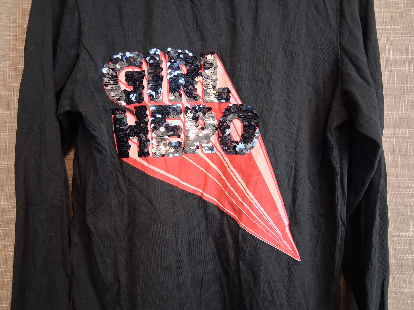 Blue Zoo Girl Sequin Black Long Sleeve T-Shirt Age 11-12 Years