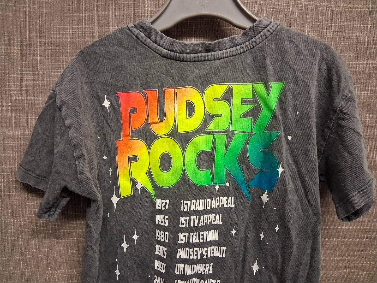 George Unisex "Pudsey Rocks" Grey Short Sleeve T-Shirt Age 4-5 Years