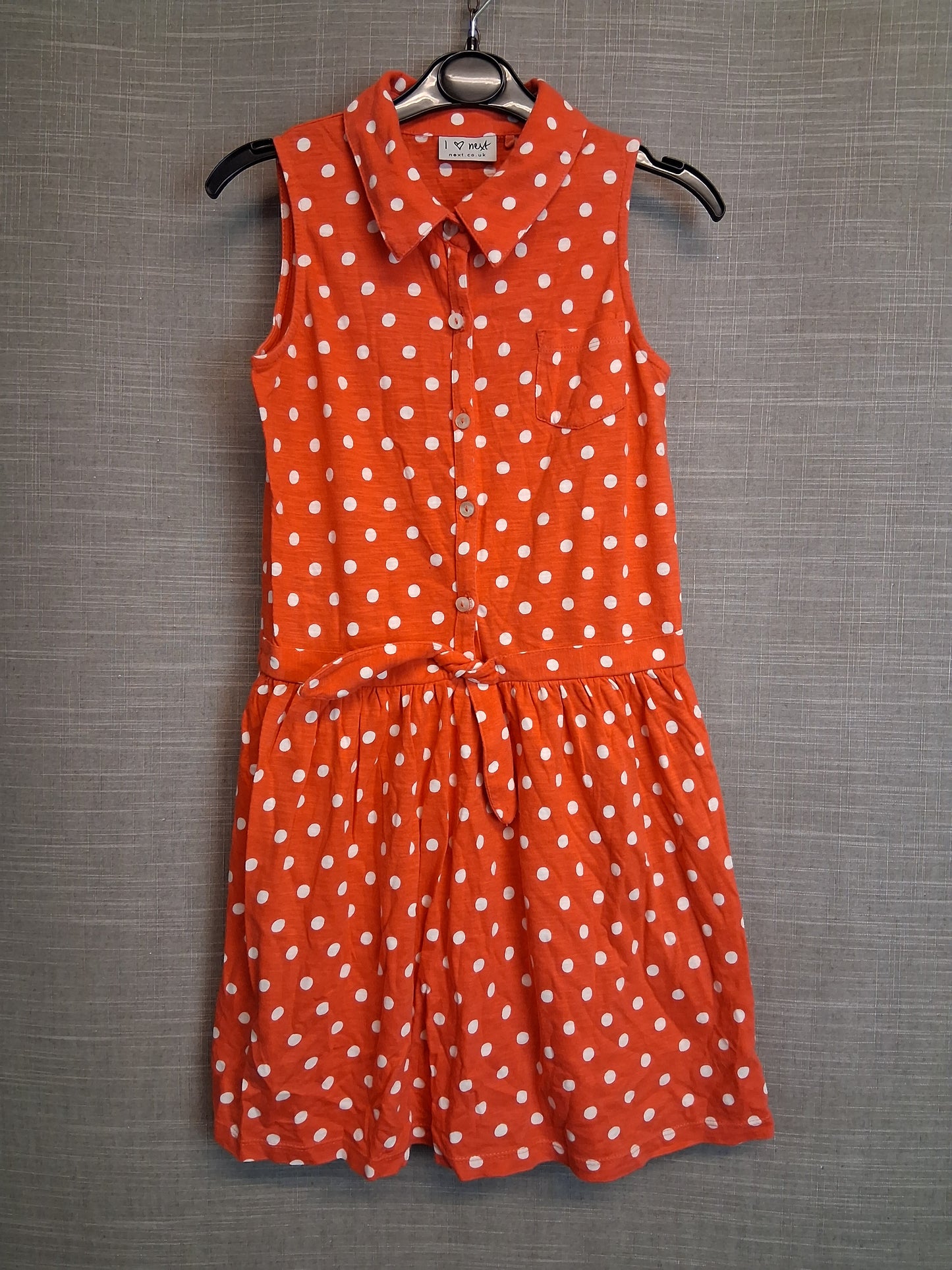 Next Girls Red Spotty Sleeveless Dress Age 9 Years