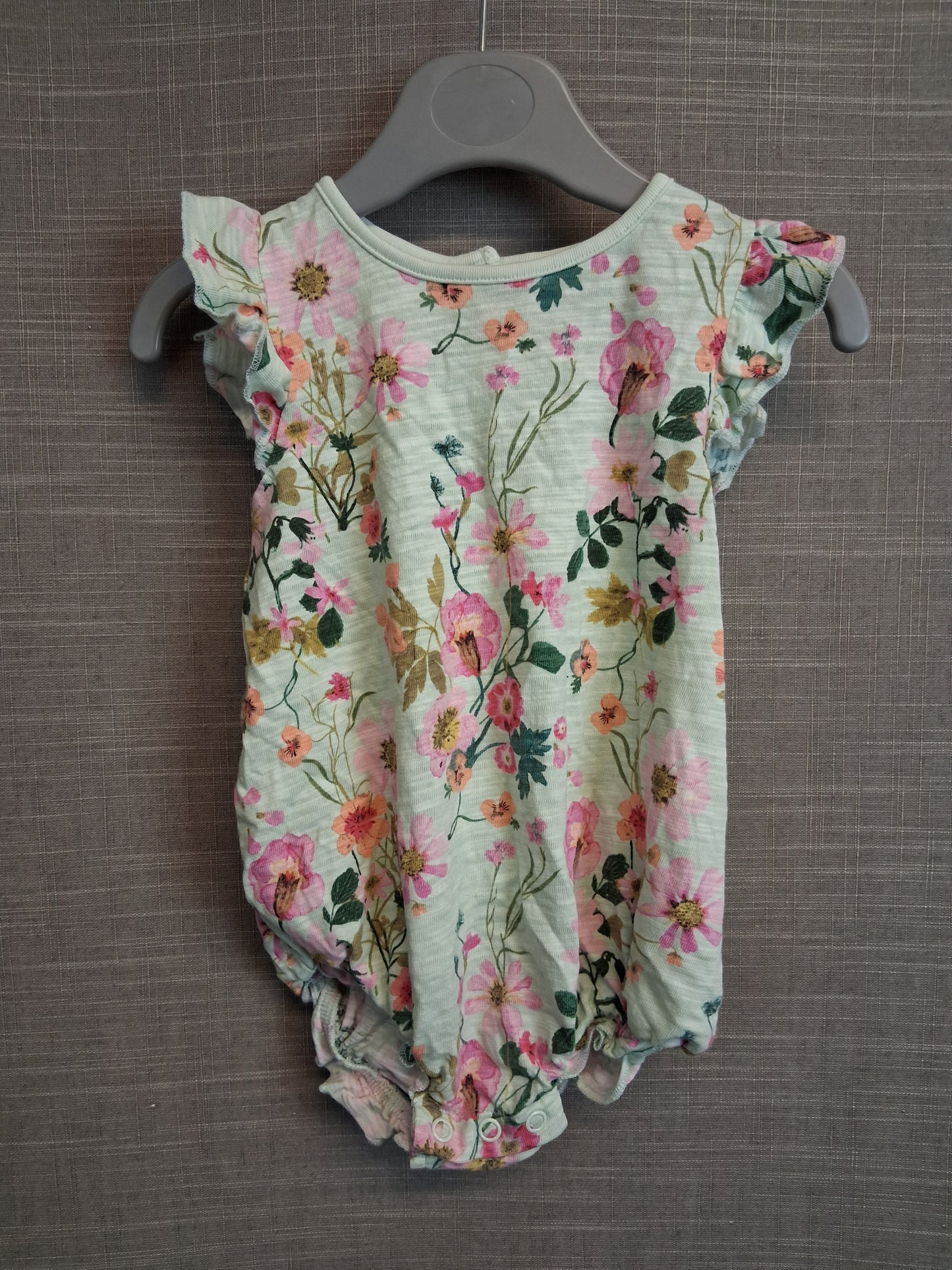 Next Girls Green Floral Sleeveless Bodysuit Age 12-18 Months