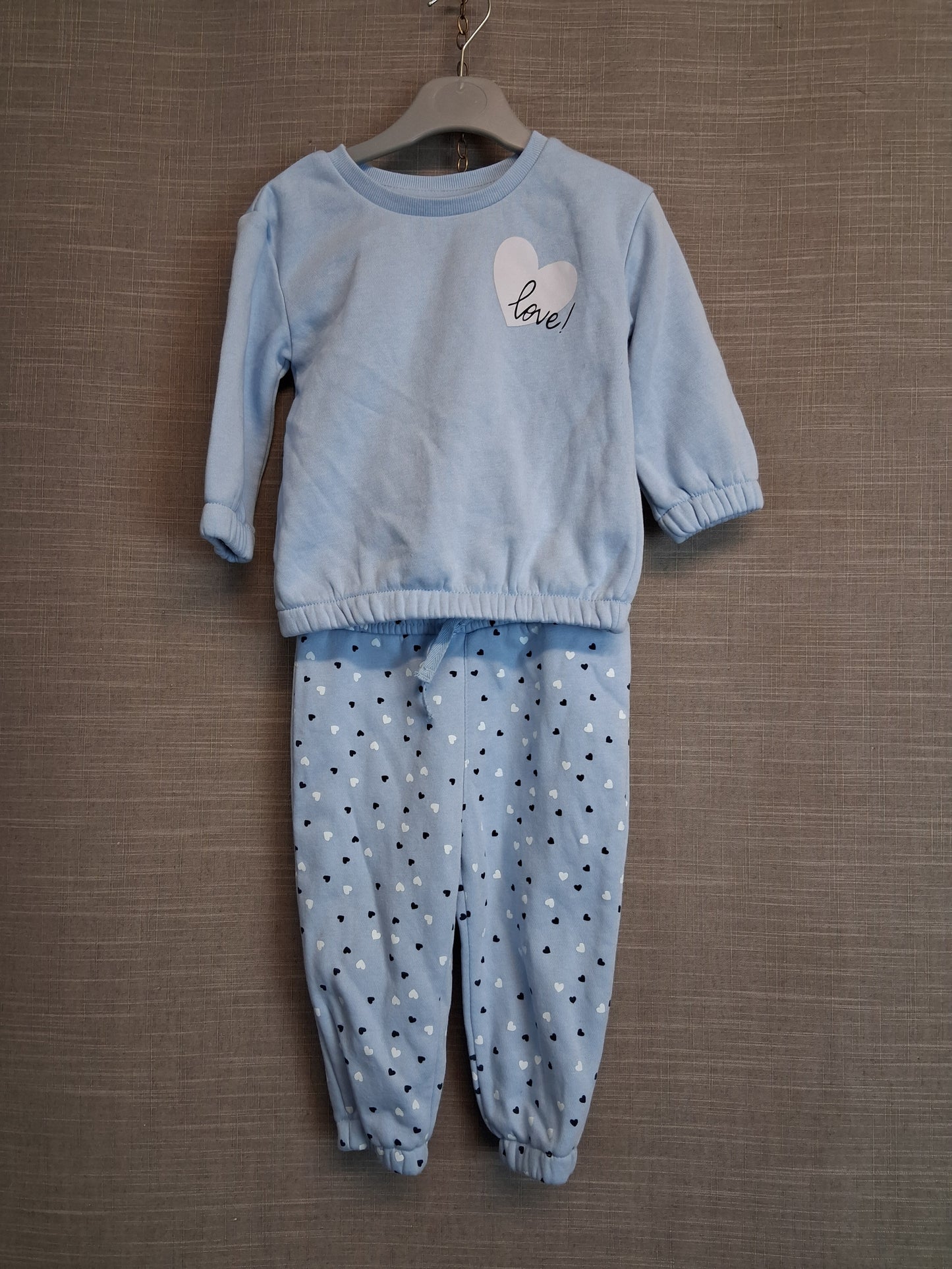 Primark Girls 2 Piece Outfit Jumper & Joggers Age 9-12 Months Blue