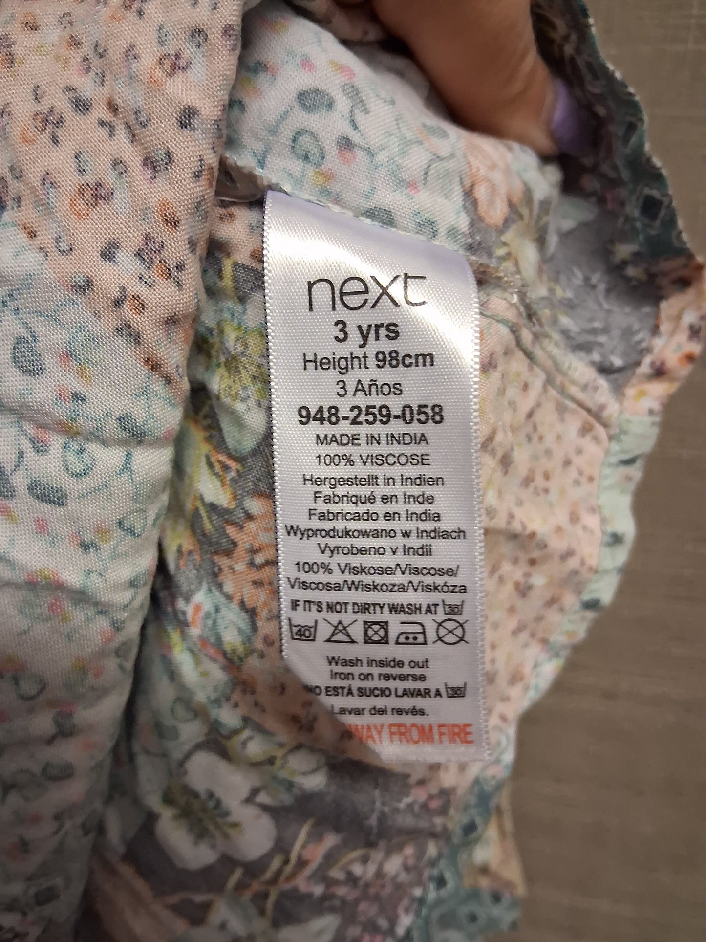 Next Girls Multicolour Floral Patchwork Playsuit Age 3 Years