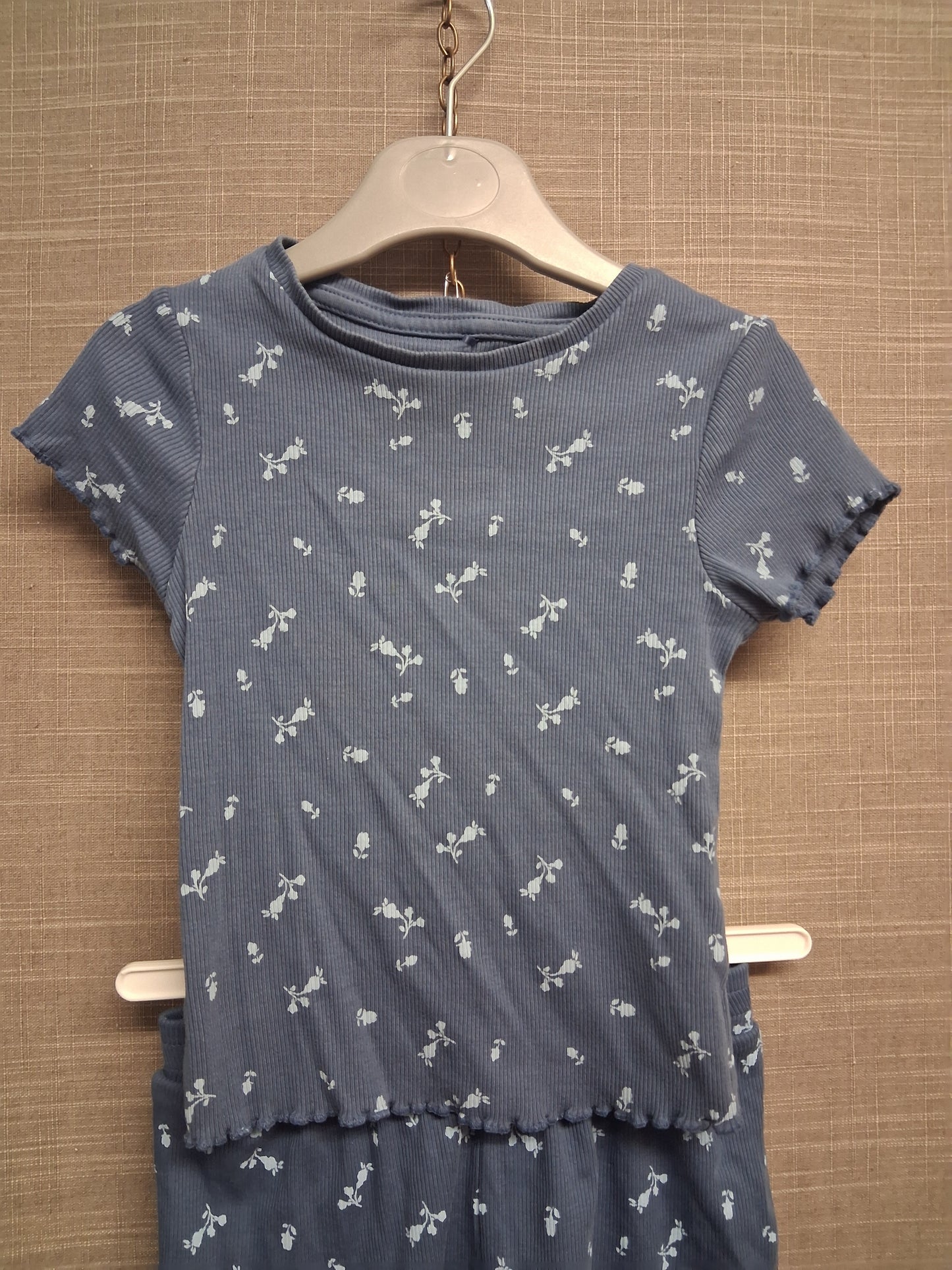 George Outfit Girls Blue Floral T-Shirt Shorts Set Age 2-3 Years