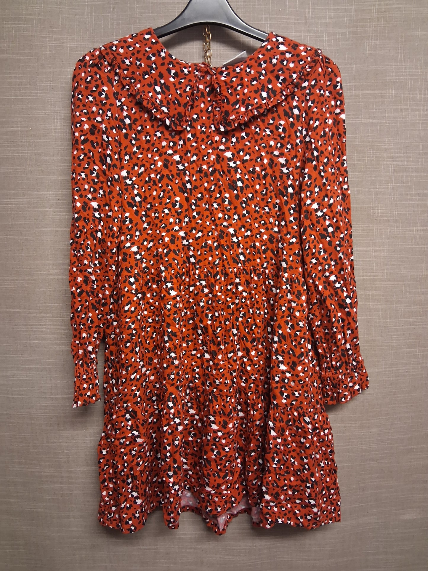 Matalan Girls Red Leopard Print Peter Pan Collar Long Sleeve Dress Age 13 Years
