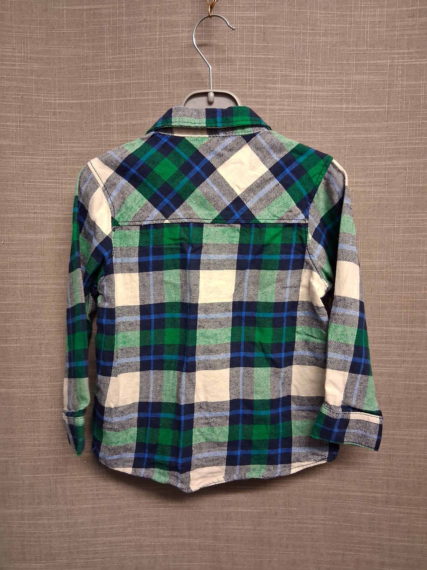 TU Boys Green Mix Check Long Sleeve Shirt Age 3 Years