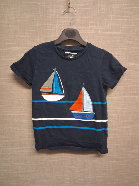 Next Boys Navy Sailing Boat Theme Short Sleeve T-Shirt Age 6-7 Years