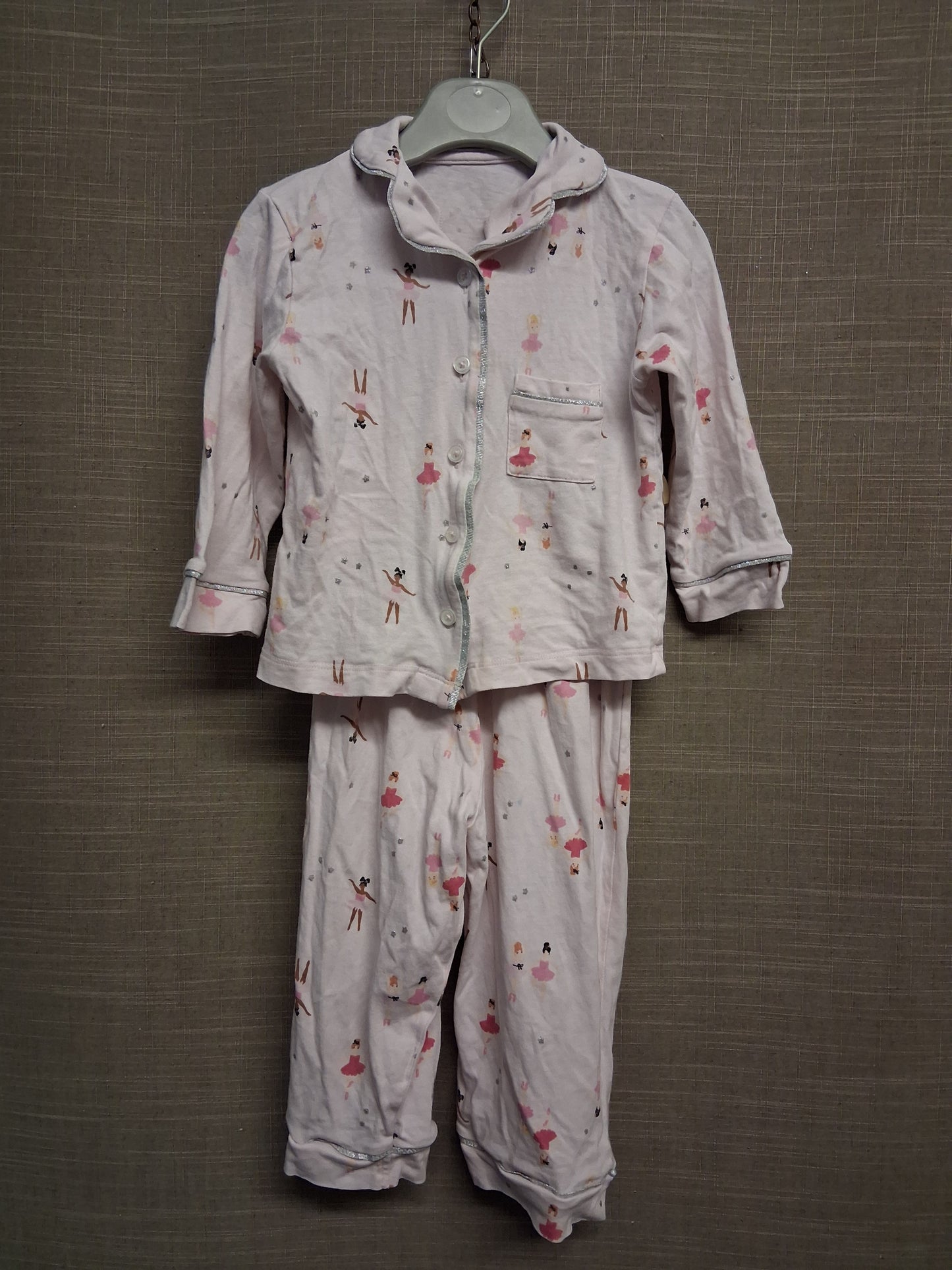 Matalan Girls Pyjamas PJs Set Pale Pink Ballerina Print Age 12-18 Months