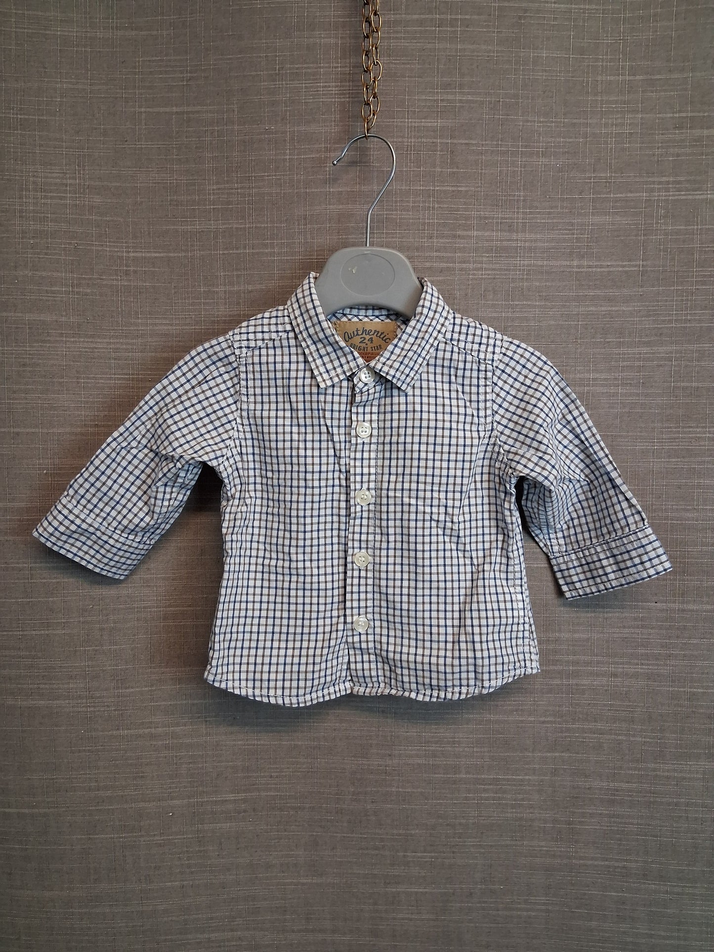 Next Boys Check Shirt Age 3-6 Months Blue White
