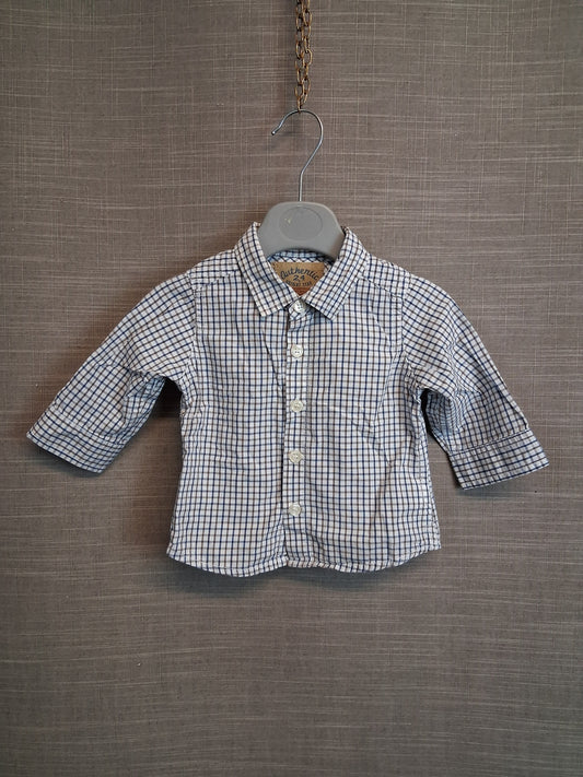 Next Boys Check Shirt Age 3-6 Months Blue White