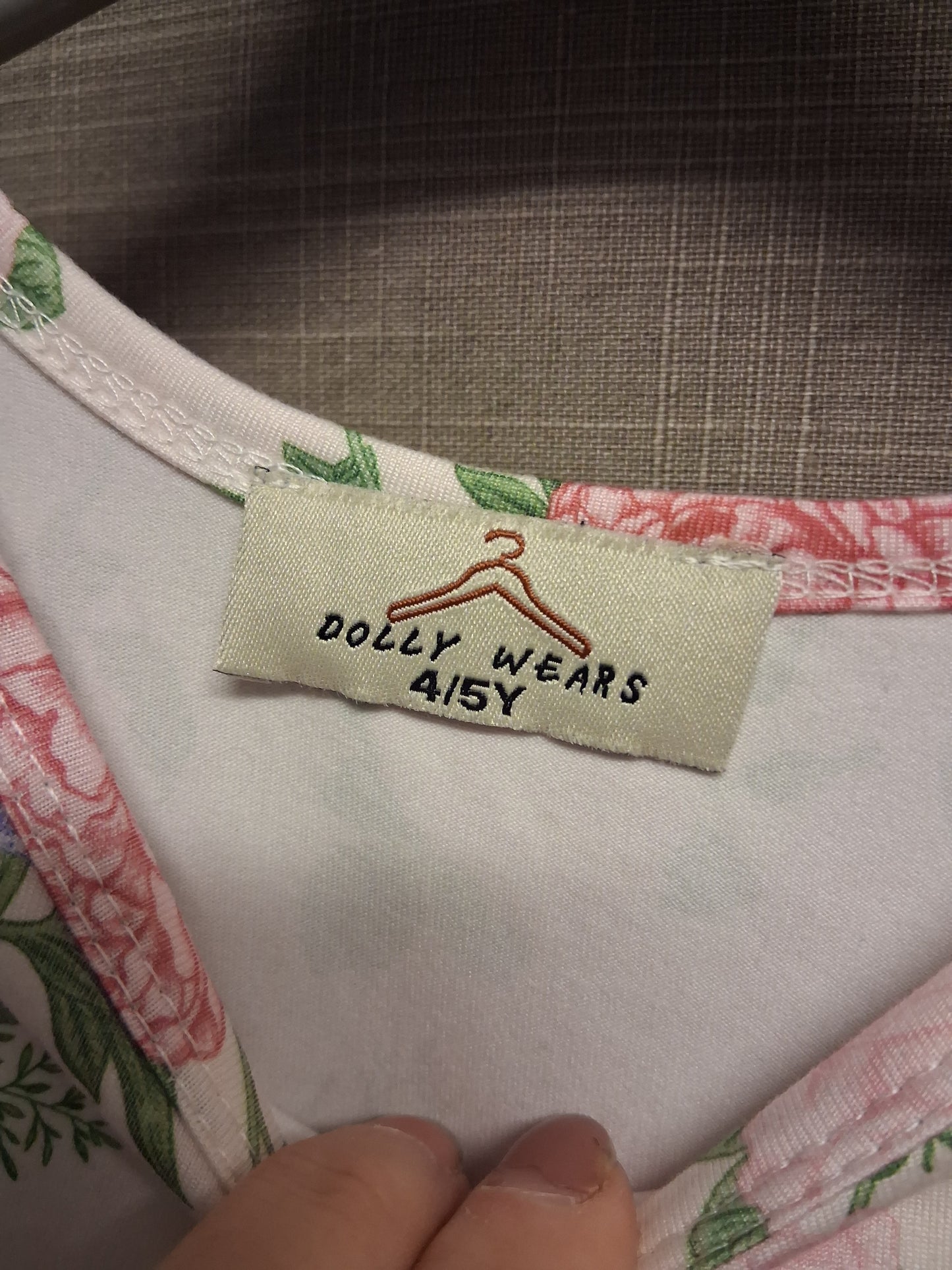 Dolly Wears Cream Floral Long Sleeve A Line Jersey Dress Age 4-5 Years