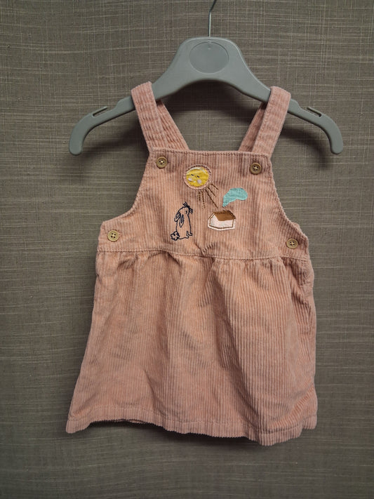 Marks and Spencer Girls Pink Corduroy Pinafore Dress Embroidered Bunny Age 3-6 Months