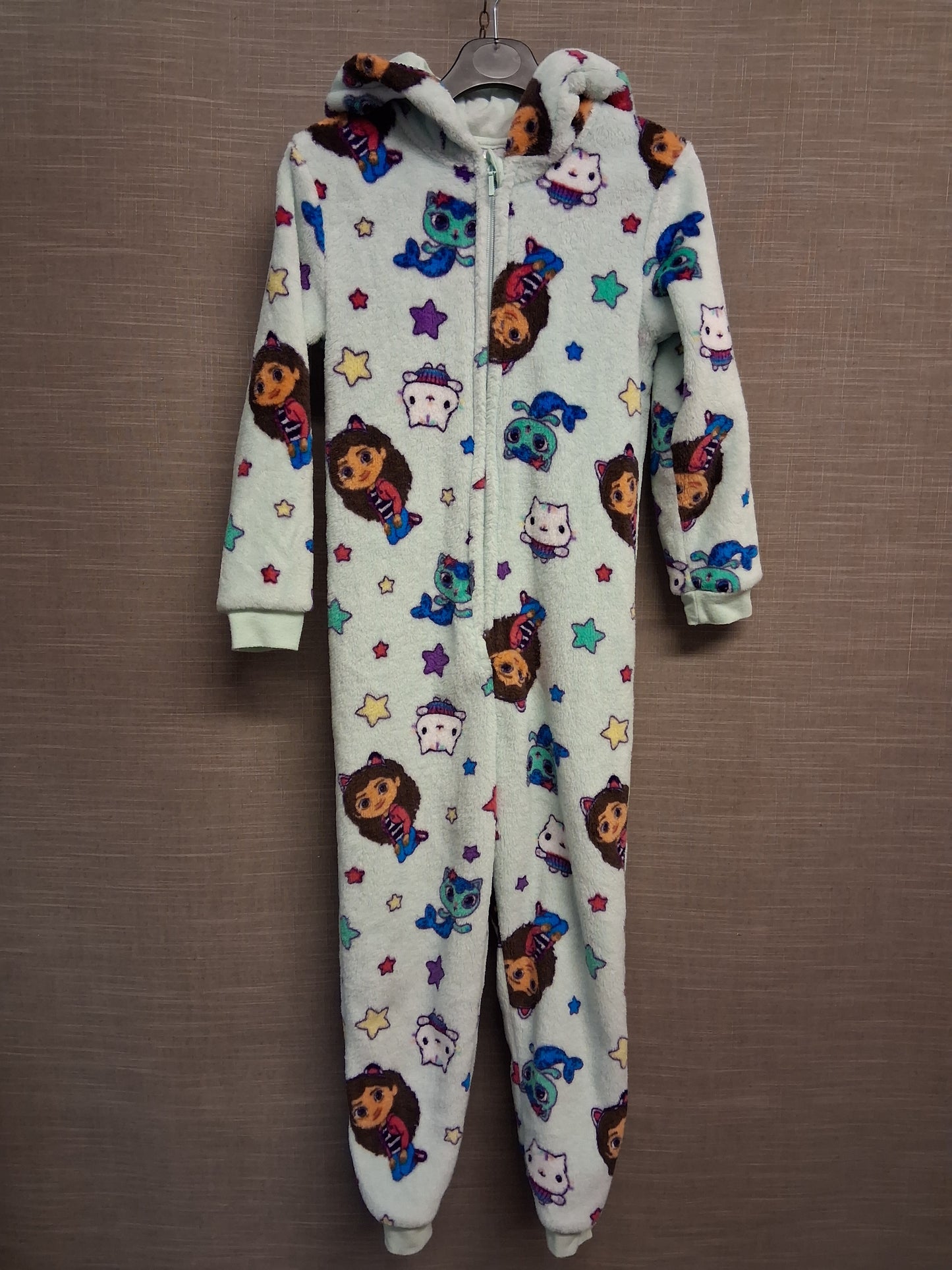 George Gabby's Dollhouse Onesie Sleepsuit Plush Mint Green Age 7-8 Years