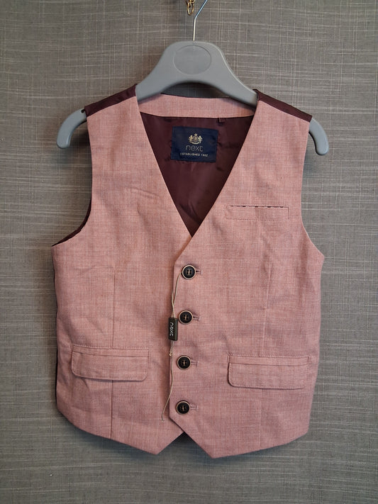Next Boys Pink Salmon Waistcoat Vest Age 3-4 Years