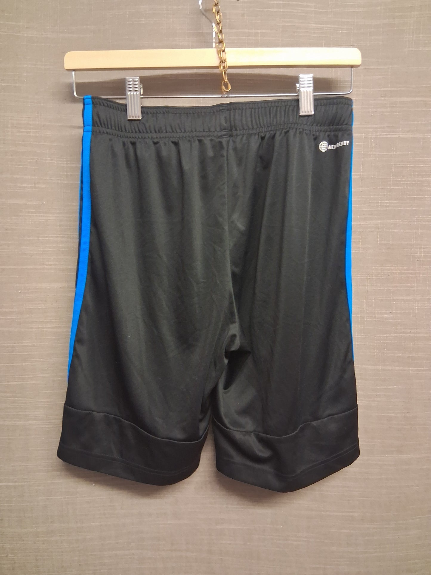 Adidas Boys Black Blue Stripe Shorts Age 13-14 Years