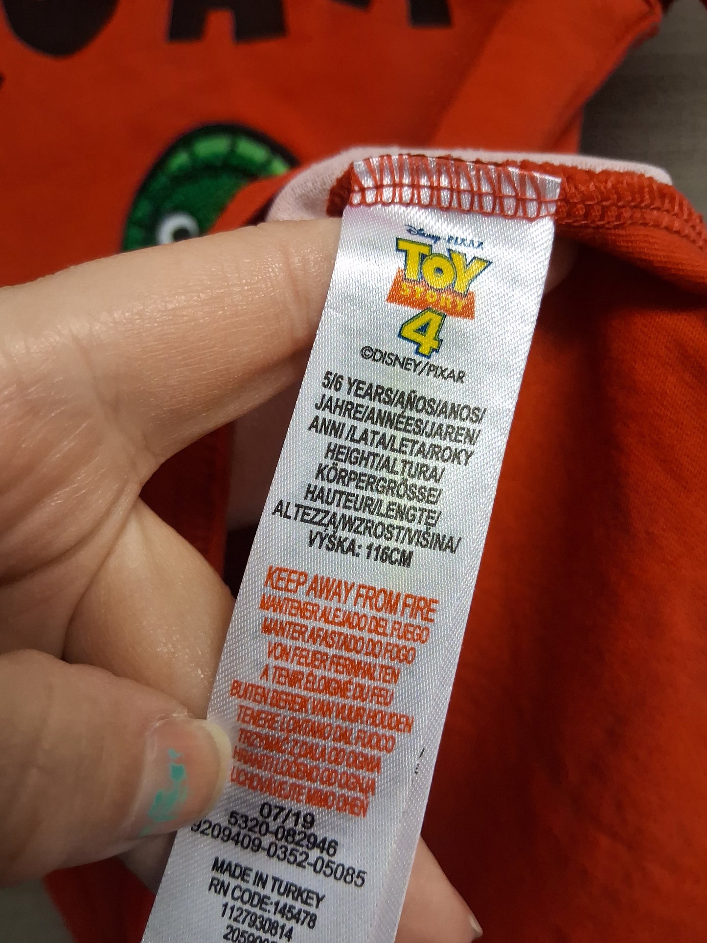 Toy Story Boys Rex Red Short Sleeve T-Shirt Age 5-6 Years