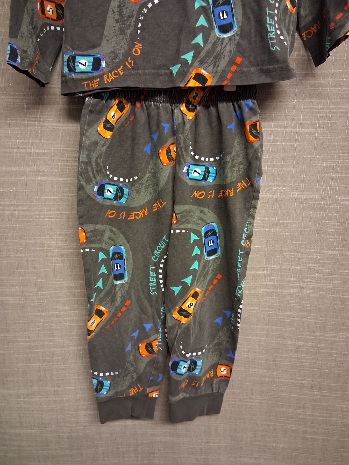 Nutmeg Boys Racing Car Theme PJs Pyjamas Set Grey Age 2-3 Years
